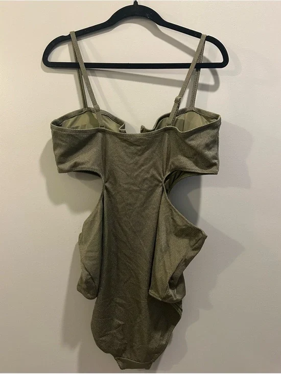 NWOT Aerie Shine Pique V-Wire Scoop One-Piece Swimsuit Army Green Size XXL - Picture 4 of 6